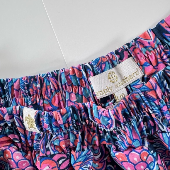 Simply Southern Pineapple Tassel Blue & Pink Lined Shorts Women’s Large - Picture 2 of 5